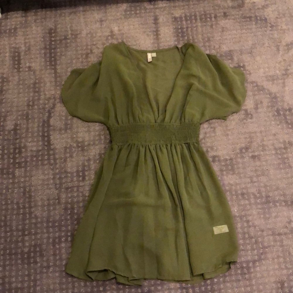 Shirred Waist Mini Chiffon Beach Caftan
